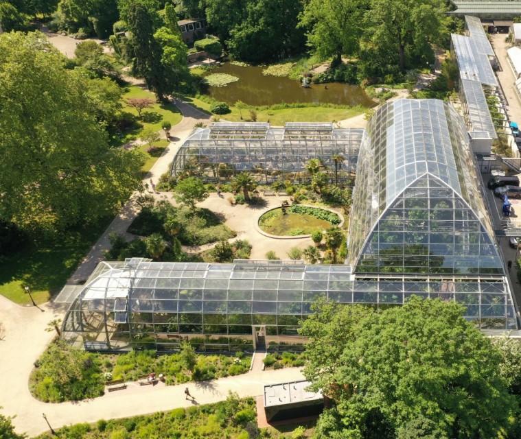 Botanic garden Flora Tropical curved glasshouse